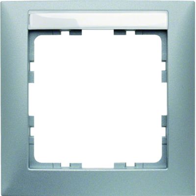 BERKER B.Kwadrat Ramka pojedyncza z polem opisowym aluminium mat 10119959 HAGER (10119959)