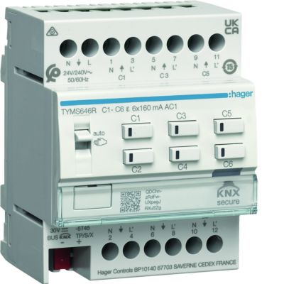 KNX e/s Elektr. sterownik grzewczy 6-kr z regulacją temperatury, 24/230V AC sec (TYMS646R)