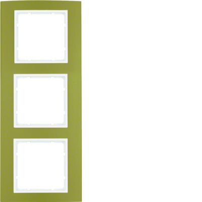 BERKER B.3 Ramka potrójna aluminium złoty/biała 10133046 HAGER (10133046)