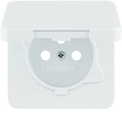 BERKER IP44 Płytka czołowa do gniazda z uziemieniem z pokrywą biały 39420409 HAGER (39420409)