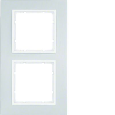 BERKER B.7 Ramka podwójna aluminium/biała mat 10126914 HAGER (10126914)