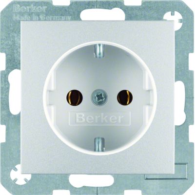 BERKER B.Kwadrat/B.7 Gniazdo SCHUKO z uziemieniem aluminium 41431404 HAGER (41431404)
