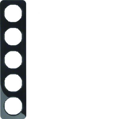 BERKER R.1 Ramka pięciokrotna czarna połysk 10152145 HAGER (10152145)