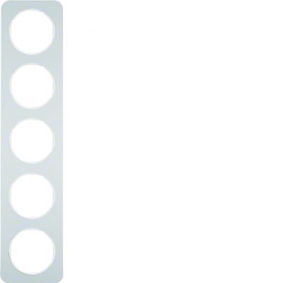 BERKER R.1 Ramka pięciokrotna aluminium/biała 10152174 HAGER (10152174)
