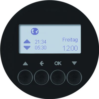 BERKER R.X/1930/Glas Żaluzjowy łącznik czasowy z wyświetlaczem do sterowania żaluzjami czarny 85741131 HAGER (85741131)