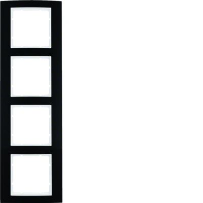 BERKER B.3 Ramka poczwórna aluminium czarna/biała 10143025 HAGER (10143025)