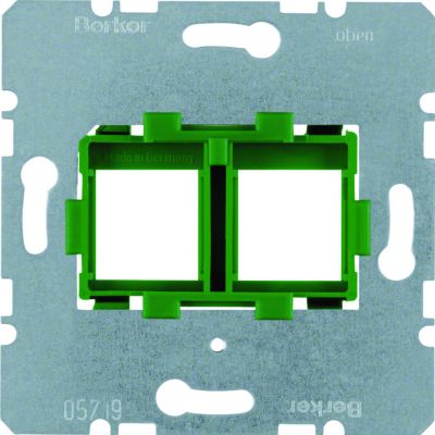 BERKER mechanizmy Płytka nośna z zielonym elementem mocującym 2-krotna 454104 HAGER (454104)