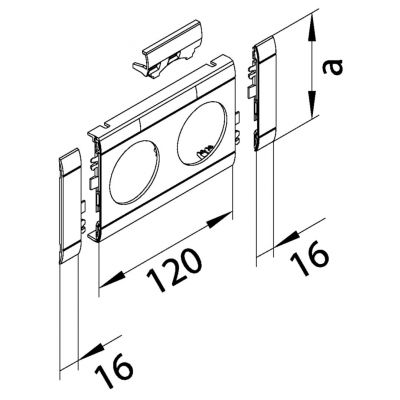 tehalit.WA Maskownica podwójna z polem opisowym ABS bezhalogenowy 120mm aluminium GB12021LAN HAGER (GB12021LAN)