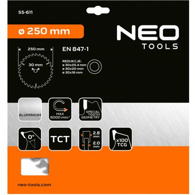 Tarcza do pilarki widiowa 250x30mm 100 zębów do aluminium GRAPHITE 55H611 GTX (55-611)