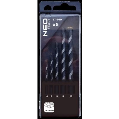 Wiertło do drewna spiralne 4,0 - 10mm zestaw 5szt, GRAPHITE 57H269 GTX (57-269)