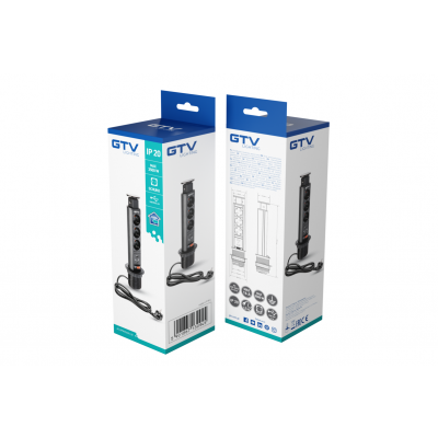 GTV BIURKOWY PRZEDŁUŻACZ WPUSZCZANY 60mm, 3X SCHUKO, 2XUSB 2,1A 5V (CZARNY) AE-BPW3S60U-20 (AE-BPW3S60U-20)