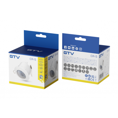 GTV CZUJNIK RUCHU CR-5, max. 1200W, AC 220-240V, 50/60Hz, KĄT DZIAŁANIA 360*, ZASIĘG 6m ± 2,2-4m, IP20, NIE WSPÓŁPRACUJE Z LED, WPUSZCZANY, BIAŁY CR-CR5000-00 (CR-CR5000-00)