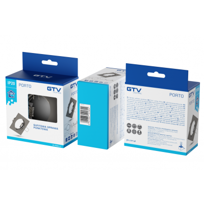 Sufitowa oprawa punktowa PORTO IP20 kwadrat czarny chrom TYP DS10 GTV (OP-PROD4-21)
