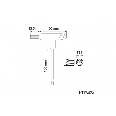 Klucz trzpieniowy torx security typu-T długi TT25 HT1W872 HOEGERT (HT1W872)
