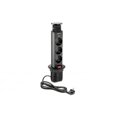 GTV BIURKOWY PRZEDŁUŻACZ WPUSZCZANY 60mm, 3X SCHUKO (CZARNY) AE-BPW3S60-20 (AE-BPW3S60-20)