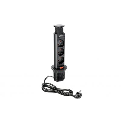 Gniazdo wpuszczane chowane w blat Czarne Fi 60 AE-BPW3U60-20 GTV (AE-BPW3U60-20)