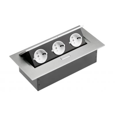 GTV PRZEDŁUŻACZ BIURKOWY 3X GNIAZDO SHUCKO, ALUMINIUM AE-PB03GS-53 (AE-PB03GS-53)
