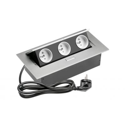 GTV PRZEDŁUŻACZ BIURKOWY 3X GNIAZDO Z UZIEMIENIEM, KABEL ZASILAJACY Z WTYCZKĄ, ALUMINIUM AE-PBC3GU-53 (AE-PBC3GU-53)