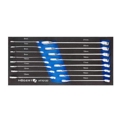Zestaw kluczy płasko-oczkowych 16 szt., wkład EVA (HT7G120)