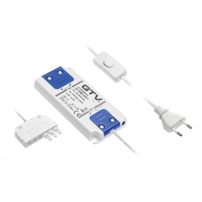 GTV TRANSFORMATOR LED SLIM GRUBOŚĆ 10mm, 6W, DC 24V, KABEL ZASILAJĄCY W WŁĄCZNIKIEM, WYJŚCIE KABEL ZE ZŁĄCZKĄ MINI AMP  LD-SZA06W-24 (LD-SZA06W-24)
