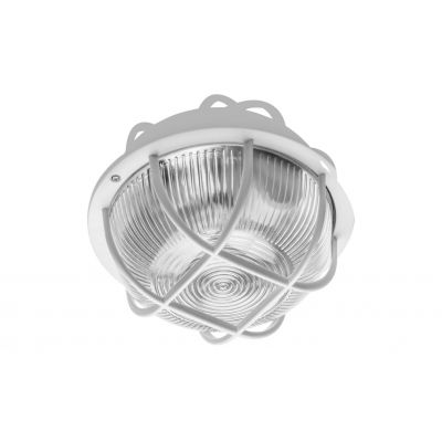 GTV OPRAWA KANAŁOWA IBIZA, OKRĄGŁA Z KRATKĄ, max. 60W, E27, KORPUS BIAŁY ABS, KLOSZ SZKLANY, IP44  OS-IBKR060-00 (OS-IBKR060-00)