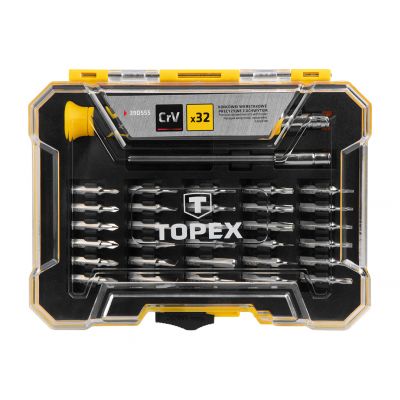 Końcówki wkrętakowe precyzyjne z uchwytem zestaw 32szt, TOPEX 39D555 GTX (39D555)