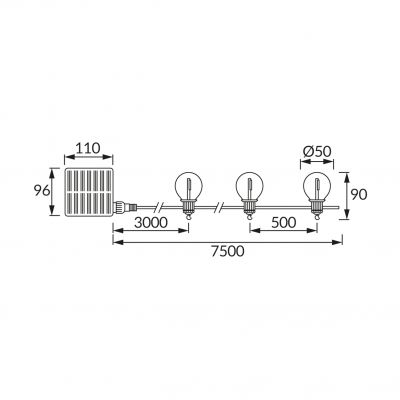 Girlanda solarna kolorowa LED GLASI 3W IP44czarny Ideus 04926 (04926)