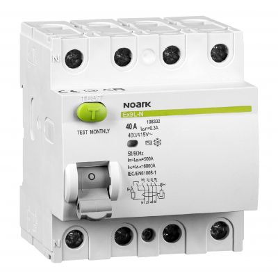 NOARK Ex9L-N Wyłącznik różnicowoprądowy 3P+N 40A 30mA AC 108332 (108332)