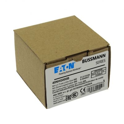 NH FUSE 40A 500V GG/GL SIZE 000 Wkładka NH000 40A 500V GL/GG podwójny wskaźnik 40NHG000B EATON (40NHG000B)