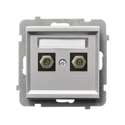 SONATA Gniazdo antenowe typu F podwójne kolor srebro mat GPA-2RF/m/38 OSPEL (GPA-2RF/m/38)