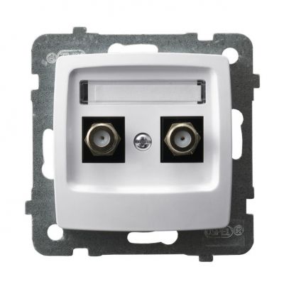 KARO Gniazdo antenowe typu F podwójne kolor biały GPA-2SF/m/00 OSPEL (GPA-2SF/m/00)