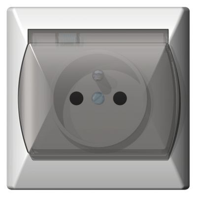 AKCENT Gniazdo bryzgoszczelne z uziemieniem IP44 klapka przezroczysta kolor biały GPH-1AZ/00/d OSPEL (GPH-1AZ/00/d)
