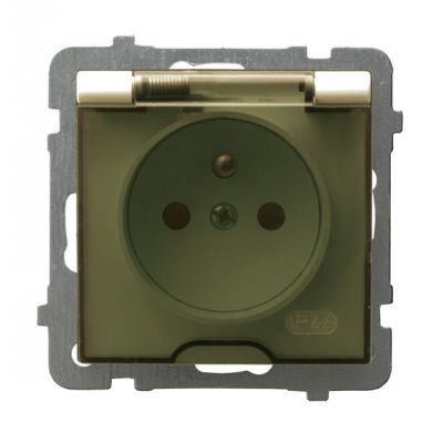 AS Gniazdo bryzgoszczelne z uziemieniem IP44 klapka przezroczysta kolor ecru GPH-1GZ/m/27/d OSPEL (GPH-1GZ/m/27/d)