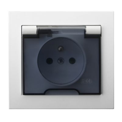 KIER Gniazdo bryzgoszczelne z uziemieniem IP44 klapka przezroczysta kolor biały GPH-1WZ/00/d OSPEL (GPH-1WZ/00/d)