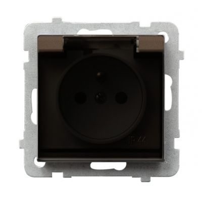 SONATA Gniazdo bryzgoszczelne z uziemieniem IP44 klapka przezroczysta kolor czekoladowy metalik GPH-1RZ/m/40/d OSPEL (GPH-1RZ/m/40/d)