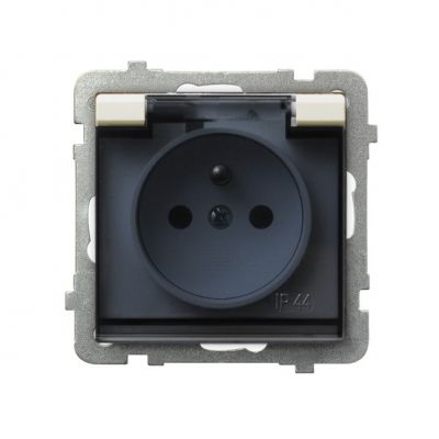 SONATA Gniazdo bryzgoszczelne z uziemieniem IP44 klapka przezroczysta kolor ecru GPH-1RZ/m/27/d OSPEL (GPH-1RZ/m/27/d)