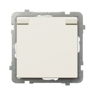 SONATA Gniazdo bryzgoszczelne z uziemieniem IP44 klapka w kolorze wyrobu kolor ecru GPH-1RZ/m/27/w OSPEL (GPH-1RZ/m/27/w)