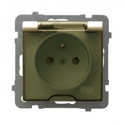 AS Gniazdo bryzgoszczelne z uziemieniem IP44 z przesłonami torów prądowych klapka przezroczysta kolor ecru GPH-1GZP/m/27/d OSPEL (GPH-1GZP/m/27/d)