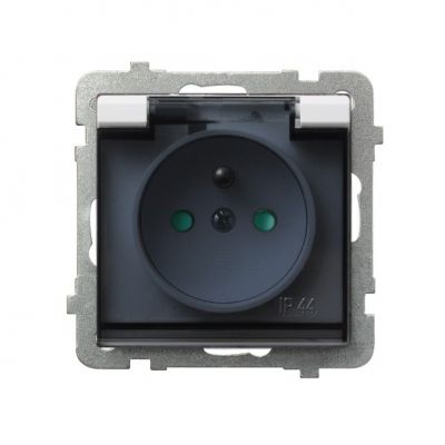 SONATA Gniazdo bryzgoszczelne z uziemieniem IP44 z przesłonami torów prądowych klapka przezroczysta kolor biały GPH-1RZP/m/00/d OSPEL (GPH-1RZP/m/00/d)