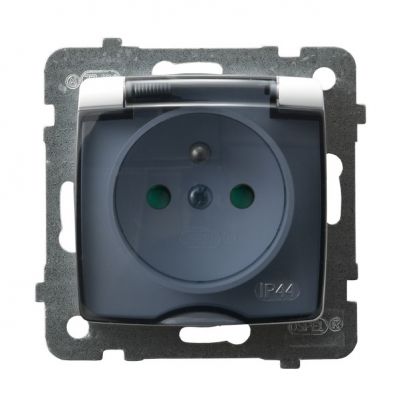 KARO Gniazdo bryzgoszczelne z uziemieniem IP44 z przesłonami torów prądowych klapka przezroczysta kolor biały GPH-1SZP/m/00/d OSPEL (GPH-1SZP/m/00/d)