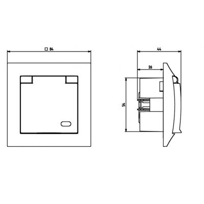 IMPRESJA Gniazdo bryzgoszczelne z uziemieniem IP44 z przesłonami torów prądowych klapka przezroczysta kolor biały GPH-1YZP/m/00/d OSPEL (GPH-1YZP/m/00/d)