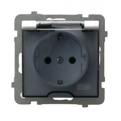 AS Gniazdo bryzgoszczelne z uziemieniem schuko IP44 klapka przezroczysta kolor biały GPH-1GS/m/00/d OSPEL (GPH-1GS/m/00/d)