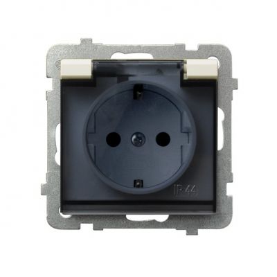 SONATA Gniazdo bryzgoszczelne z uziemieniem schuko IP44 klapka przezroczysta kolor ecru GPH-1RS/m/27/d OSPEL (GPH-1RS/m/27/d)