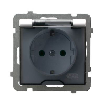 AS Gniazdo bryzgoszczelne z uziemieniem schuko IP44 z przesłonami torów prądowych klapka przezroczysta kolor biały GPH-1GSP/m/00/d OSPEL (GPH-1GSP/m/00/d)
