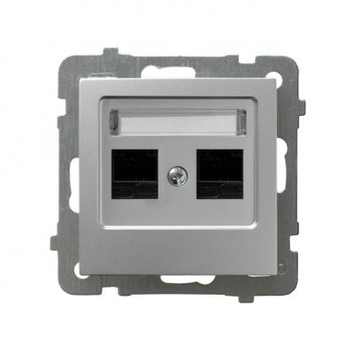 AS Gniazdo komputerowe podwójne kat. 5e MMC kolor srebro GPK-2G/K/m/18 OSPEL (GPK-2G/K/m/18)