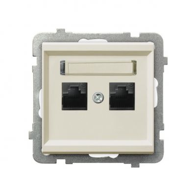 SONATA Gniazdo komputerowe podwójne kat. 5e MMC kolor ecru GPK-2R/K/m/27 OSPEL (GPK-2R/K/m/27)