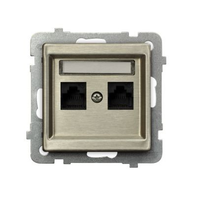 SONATA NOWE SREBRO Gniazdo komputerowe podwójne kat. 5e MMC kolor nowe srebro GPK-2RM/K/m/44 OSPEL (GPK-2RM/K/m/44)