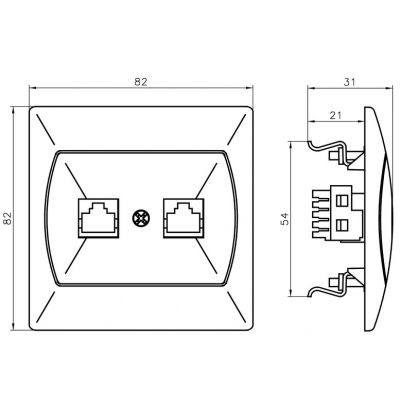 AKCENT Gniazdo komputerowe pojedyncze kat. 5e MMC kolor biały GPK-1A/K/00 OSPEL (GPK-1A/K/00)