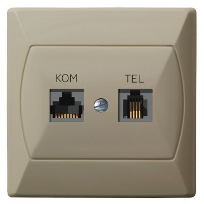 AKCENT Gniazdo komputerowo-telefoniczne RJ 45 kat. 5e (8-stykowe) + RJ 11 (4-stykowe) kolor beżowy GPKT-A/F/01 OSPEL (GPKT-A/F/01)