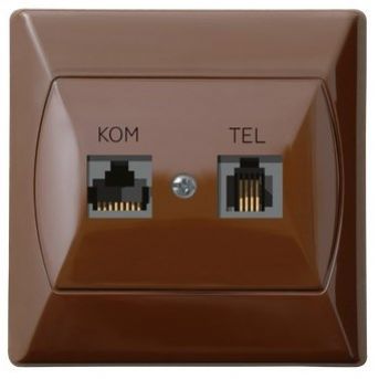 AKCENT Gniazdo komputerowo-telefoniczne RJ 45 kat. 5e (8-stykowe) + RJ 11 (4-stykowe) kolor brązowy GPKT-A/F/24 OSPEL (GPKT-A/F/24)